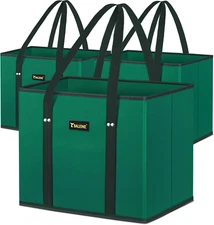 3 Pack Reusable Grocery Bags Foldable Shopping Totes with Reinforced Handles