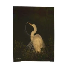 Snowy Egret Velveteen Plush Blanket