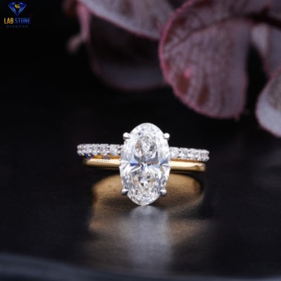 2.64 TDW Round & Oval Cut Mossanite Ring 10k Yellow Gold Labstone