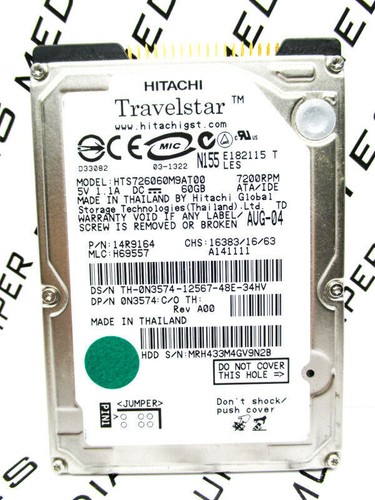 Hitachi 60GB HTS726060M9AT00 IDE 14R9164 Laptop H69557 HardDrive WIPED&TESTED! - Picture 3 of 4