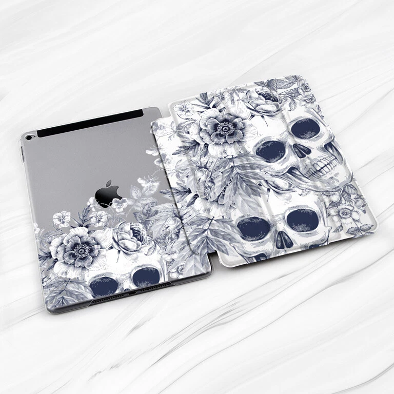 Funda Oculta Calavera Gótica Horror Flor Para iPad 10.2 Air 4 5 Pro 9.7 11 12.9 Mini Foto 2 de 4