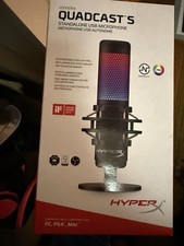 HyperX QuadCast S USB Microphone, Black, RGB, Shock Mount, Tap-to-Mute/ NO STAND