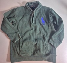 Polo Ralph Lauren Boys Long Sleeve 1/2 Zip Sweatshirt 7 Hunter Green BIG PONY