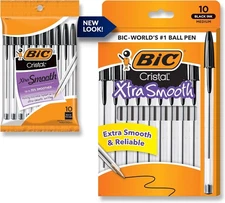 Pack of 10 Ballpoint Pen - Black Ink Ball Point Pens for Office Writing School