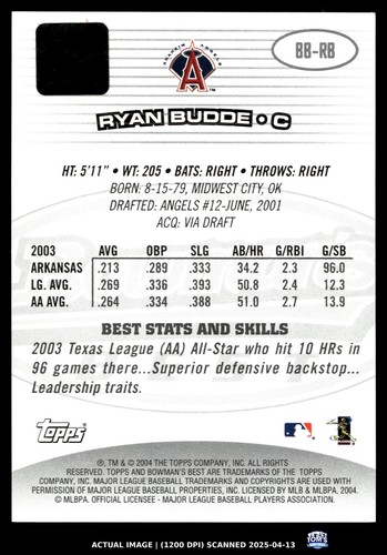 2004 Bowman's Best #BB-RB Ryan Budde RC AUTO NM - Bild 2 von 2