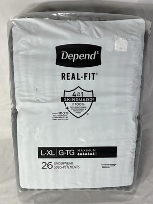 Depend Real Fit for Men Incontinence Brief ~ Size L/XL ~ 26 ct New Sealed