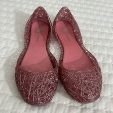 Mini Melissa CAMPANA Size 2 Pink Glitter Big Girl Flats