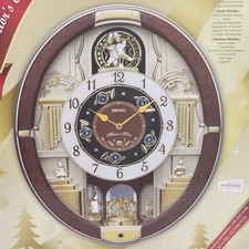 Seiko Swarovski Wall Clock NIB Golden Trumpet 18 Melodies Special Collector’s Ed