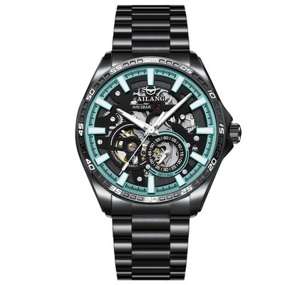 2025 Ailang Men's Luxury Automatic Mechanical Watch Skeleton Dial Waterproof