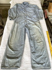 VTG Sears Coveralls Men 42R Herringbone Stripe Denim Workwear Utility Distressed