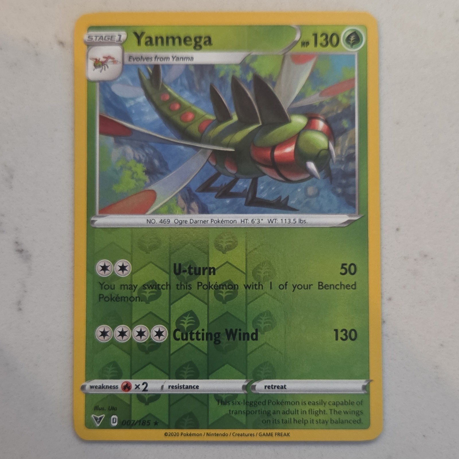 Pokemon TCG Yanmega 007/185 Swsh04 Vivid Voltage Reverse Holo Eng 130 2020