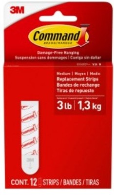 Command Medium Refill Strips 12/Pkg-White 17021ESF