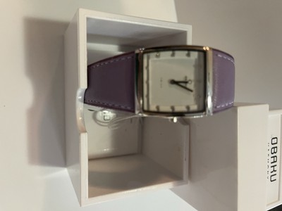 OBAKU Harmony Ladies Watch, Purple Leather, Mother of Pearl Dial, Quartz NEW