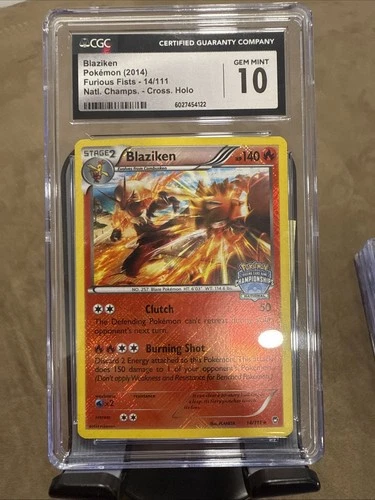 CGC 10 Low Pop Blaziken Furious fists 14/111 Cross Holo National Championships