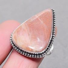 Sunstone Pear Shape Gemstone Handmade Ethnic Adjustable Jewelry Ring SR 1832
