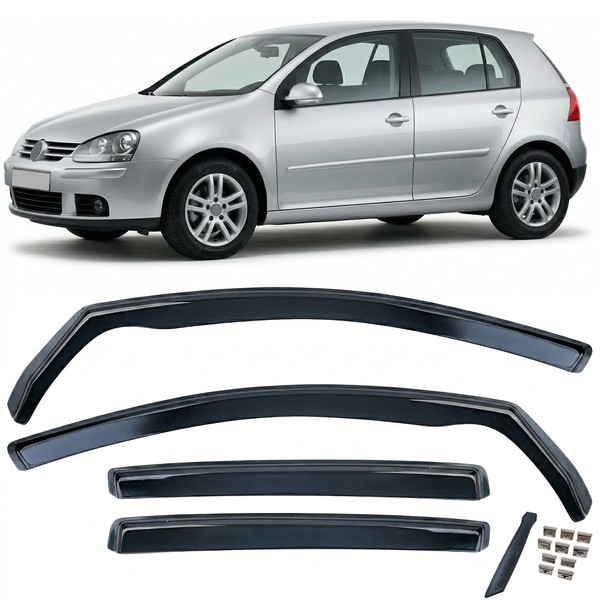 Windabweiser Regenabweiser 4-Teilig Schwarz GetöNt FüR VW Golf 5 2004-2009-image