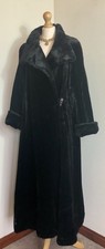 Glamorous Vintage Wallis black Faux Fur swing flared long maxi Coat UK 8-14