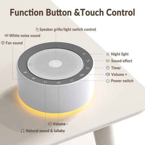 White Noise Sound Machine with Nursery Lamp, Mood Lighting, 7 Colour Night Li... - Picture 6 of 8