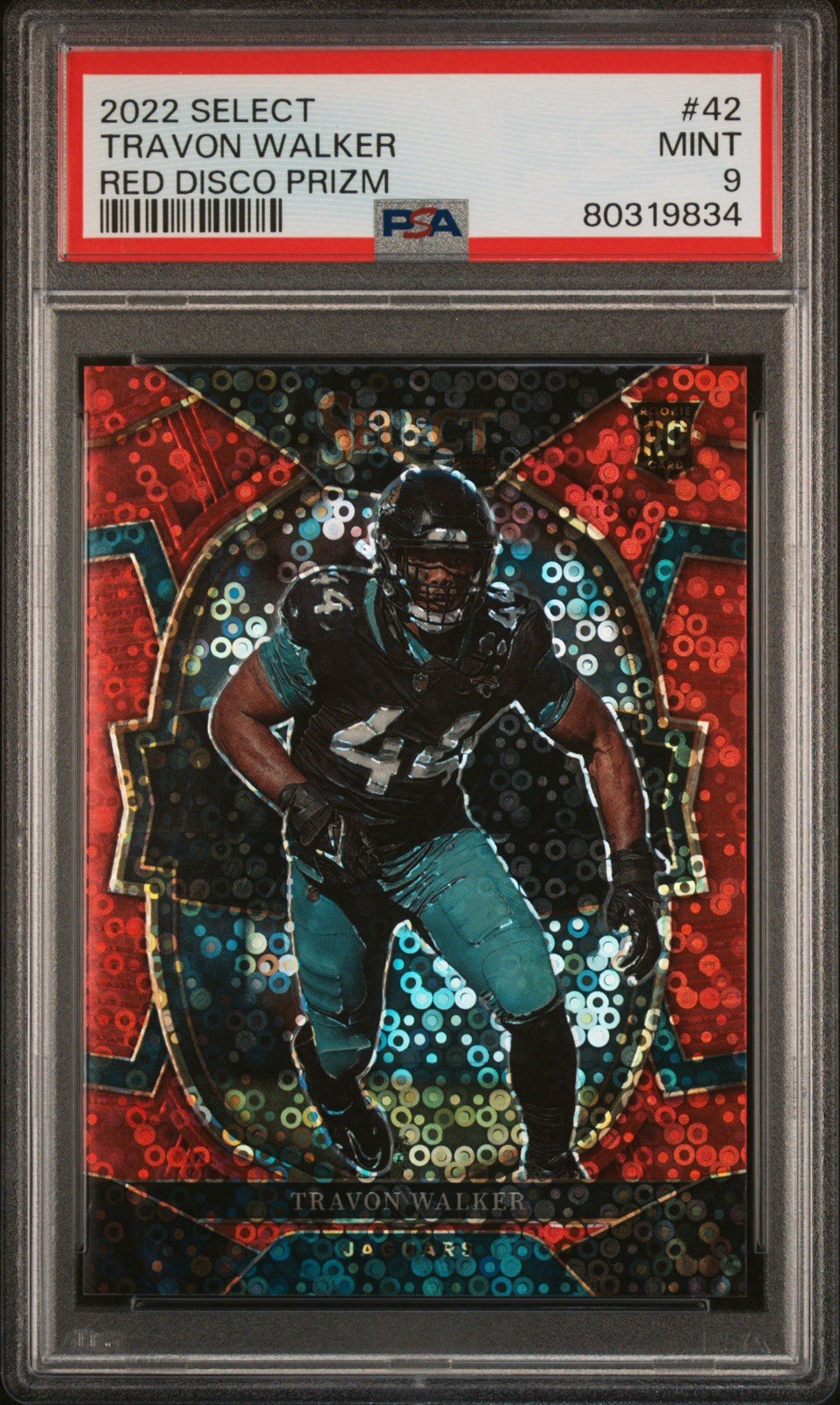 2022 Select Travon Walker Rookie Concourse Red Disco Prizm #'d /49 RC 42 Jaguars