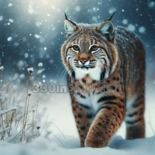 Digital Image Picture Photo Wallpaper Background Desktop Art Bobcat Snow #A283