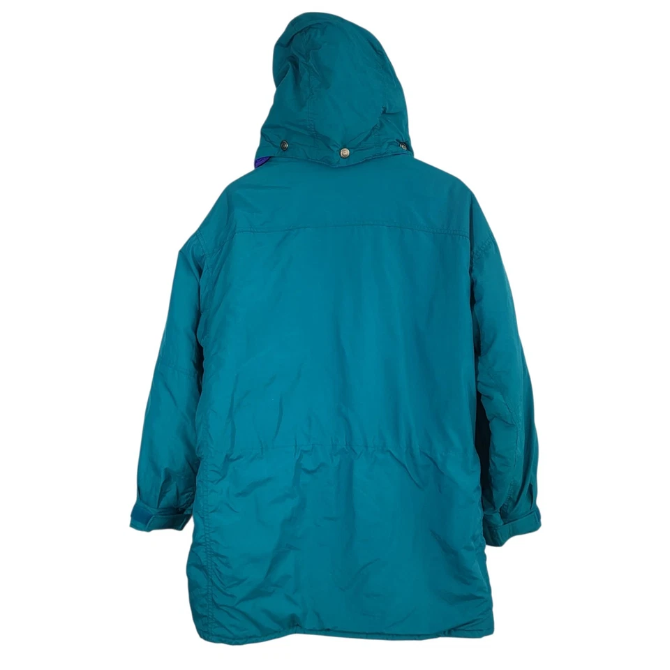 VTG 90s Columbia Radial Sleeve Jacket Teal Colorblock Women’s L Hooded Retro ski - Image 3 of 4
