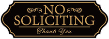 No Soliciting Sign for Front Door, Self-Adhesive Vinyl No Solicitors Modern Sign