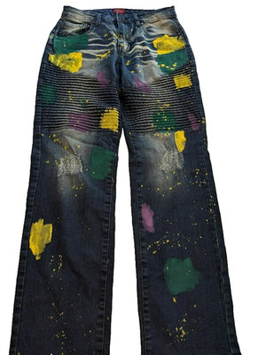 Truth Substance Youth Kids Slim Fit Size 16 Jeans Splatter Paint Design 