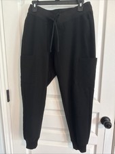 Mandala Womens Scrub Pants Black Sz Petite Medium Jogger Nurse EUC