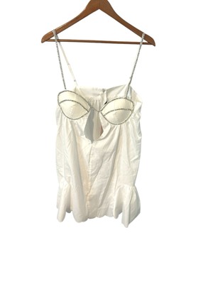 New Super Cute Micas White Dress Jeweled Strap And Outline Size Small