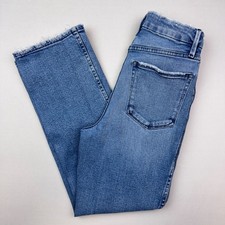 Good American Jeans Womens 4/27 High Rise Straight Leg Stretch Distressed