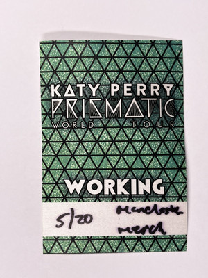 Katy Perry Pass Original Working Personnel Prismatic World Tour c. 2014/2015