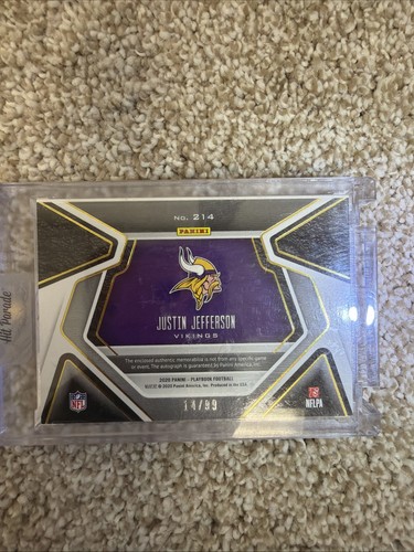 Justin Jefferson [Jersey Autograph Gold] #214 2020 Panini Playbook card