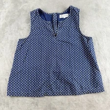 Madewell Tank Top Womens Small Navy Blue White Geometric Sleeveless Boxy Summer