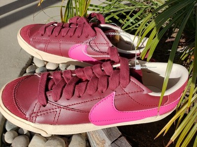 Nike Blazer Low  77 Jumbo Team  Tennis Shoes Burgundy Pink Women's Size 12