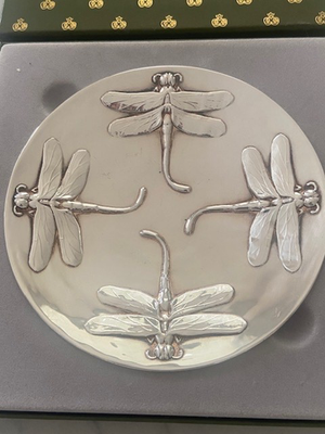 Christofle リーフ型皿 シルバー Christofle Silver-Plated Art Nouveau Dragonfly 