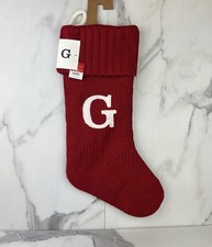 NWT Monogram Christmas Stocking Letter G Initial 18  Red Knit Workshop