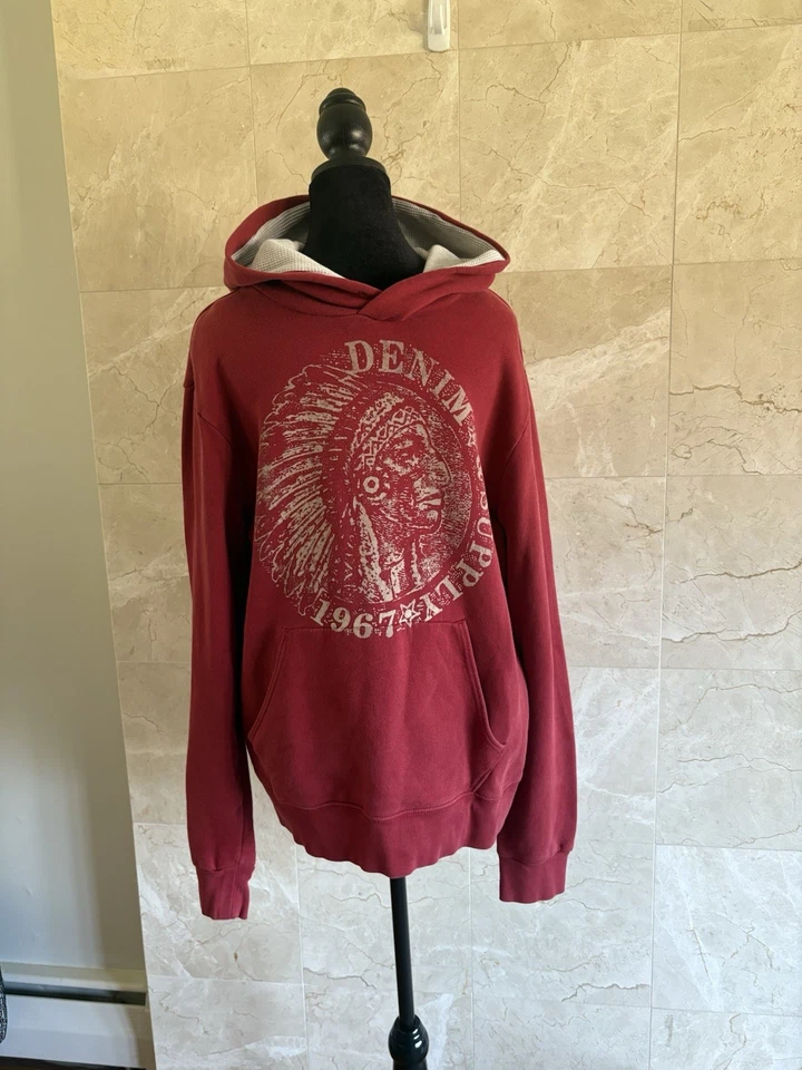 Sudadera con Capucha Ralph Lauren Denim & Supply - Para Hombre Grande Roja RL‐1967 Indian Chief Gráfico Foto 3 de 4