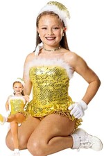 Come Dance With Us GOLD Child Small Marabou Dance Costume With Hat  Gloves New