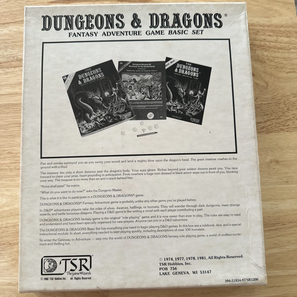 TSR Dungeons and Dragons 1981 Fantasy Game 1011 Basic Set 1 with dice  - Image 4 of 4