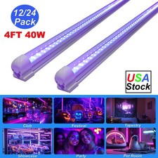 12/24Pack UV Black Light Bar Strip Fixtures US Plug DJ Party Club Bar Decoration