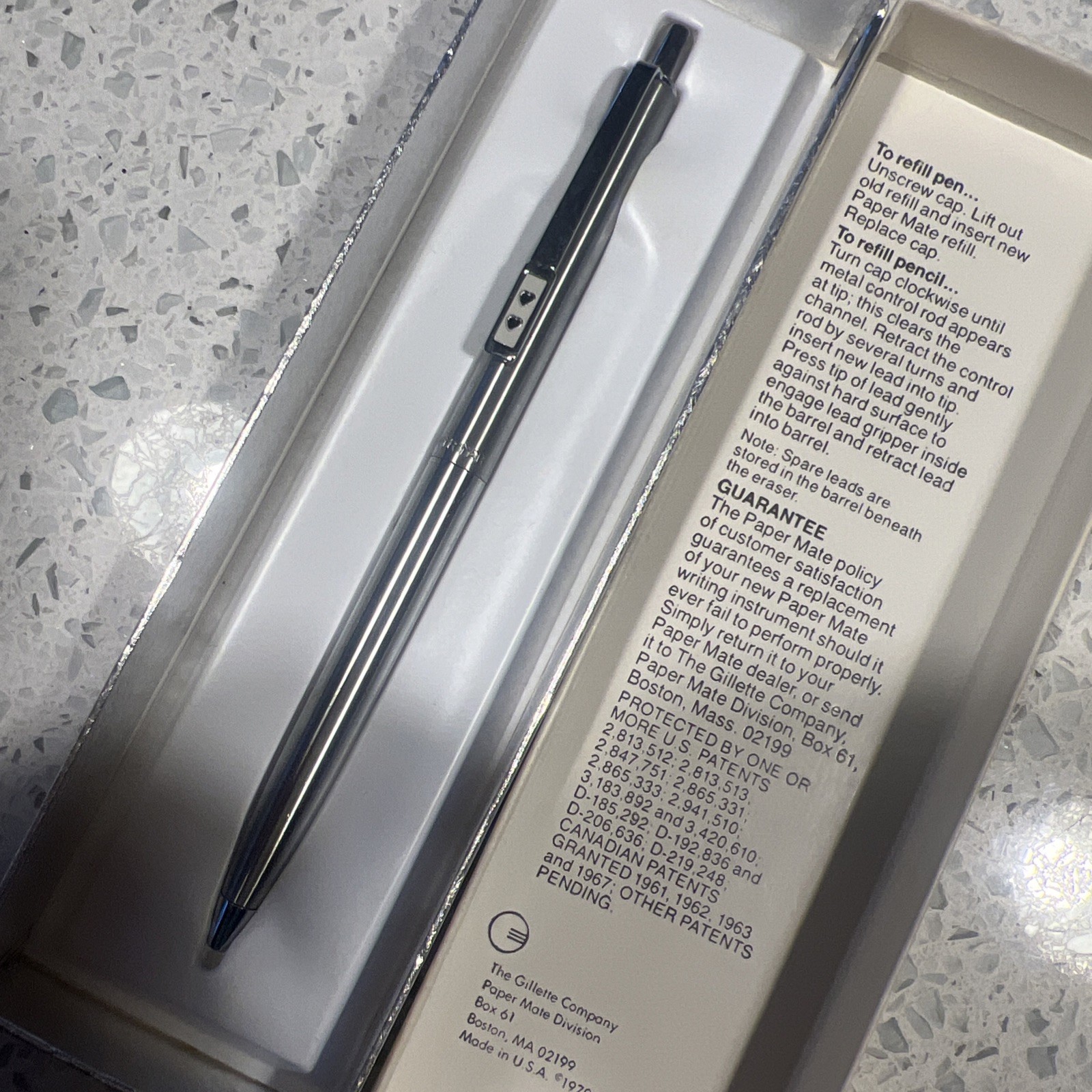 Paper Mate Vintage Double Heart  Chrome ball Pen *needs ink*