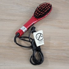 Red Ceramic Heated Hair Straightener Brush LCD Display Fast Heating Styling Tool