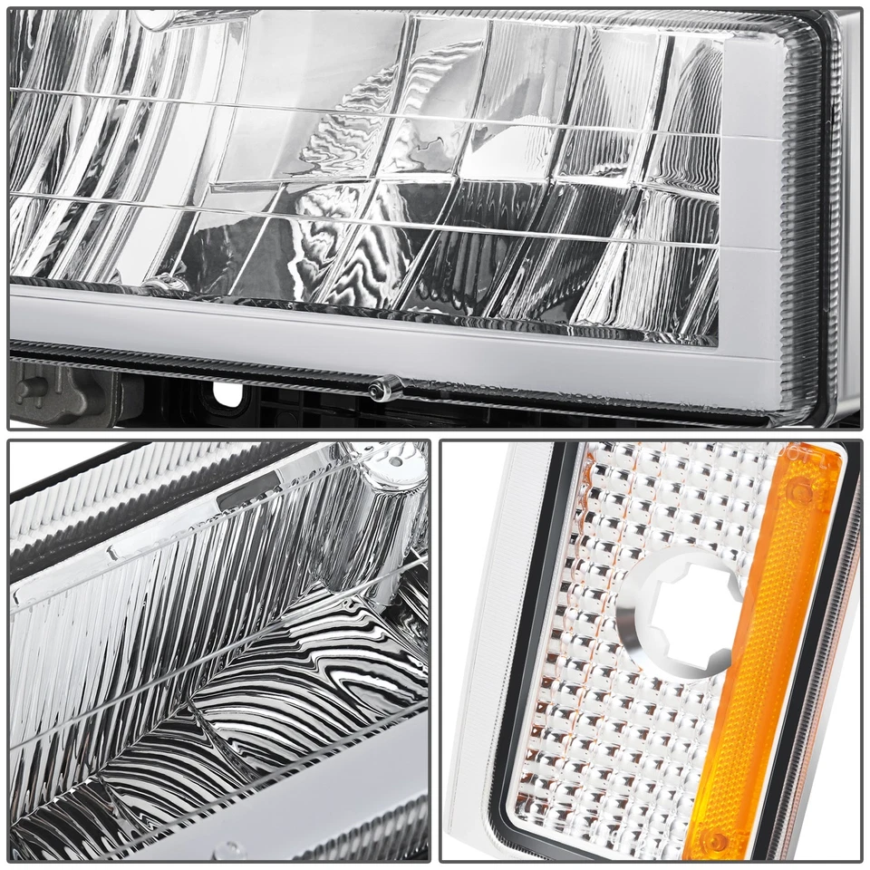 [U-LED DRL]Para 88-93 Chevy C10 C/K 1500 2500 Faro Parachoques Esquina Lámpara Cromo Foto 4 de 4