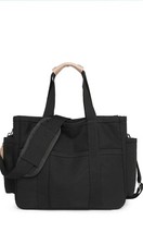 Canvas Crossbody Tote Bag with Multi Pockets