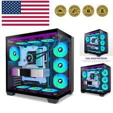 F600 PC Case - Pre-Installed 7 PWM ARGB Fan, ATX Mid-Tower Gaming PC Case, 27...