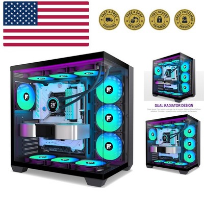 F600 PC Case - Pre-Installed 7 PWM ARGB Fan, ATX Mid-Tower Gaming PC Case, 27...
