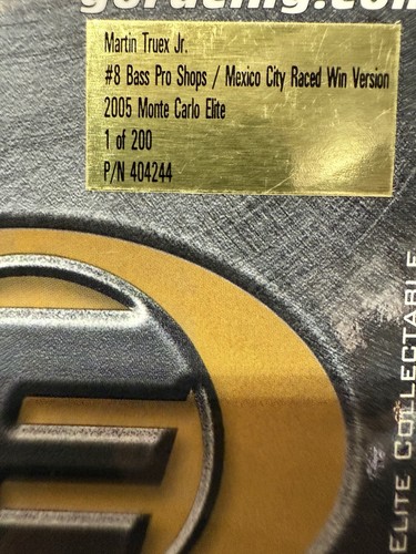 RARE* Martin Truex Jr. ELITE #1 Bass Pro Shops Mexico City Win 2005 1/24 Diecast - Picture 15 of 15
