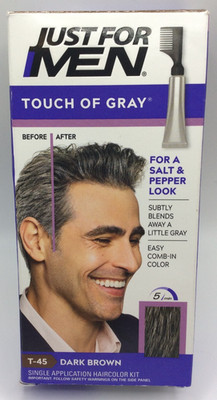 JUST FOR MEN Comb in Hair Color T-45 Dark Brown Touch of Gray  FREE SHIPPING 