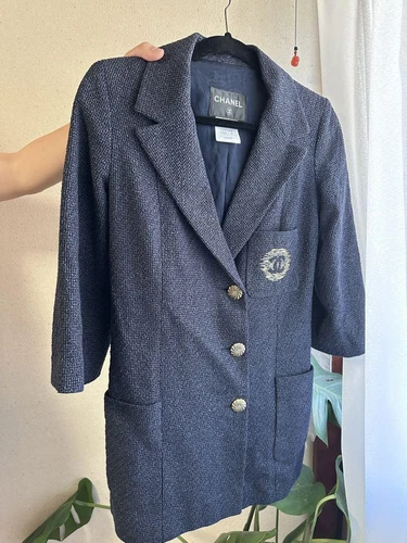 Giacca giubbino sartoriale Chanel vintage esterno donna taglia 40 colore navy molto raro