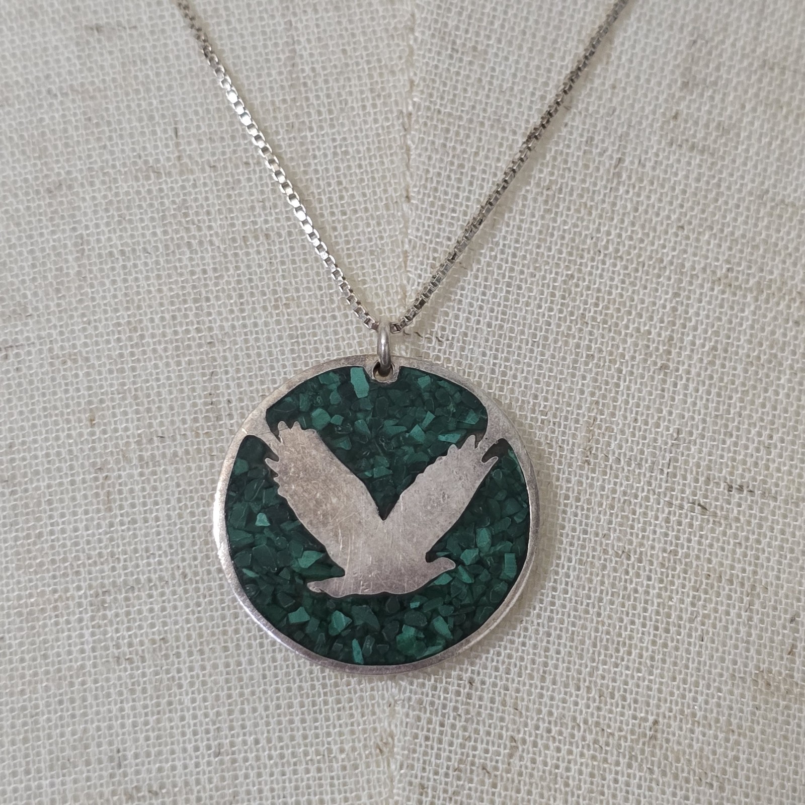 Vtg Native American Sterling Silver Eagle Pendant… - image 1